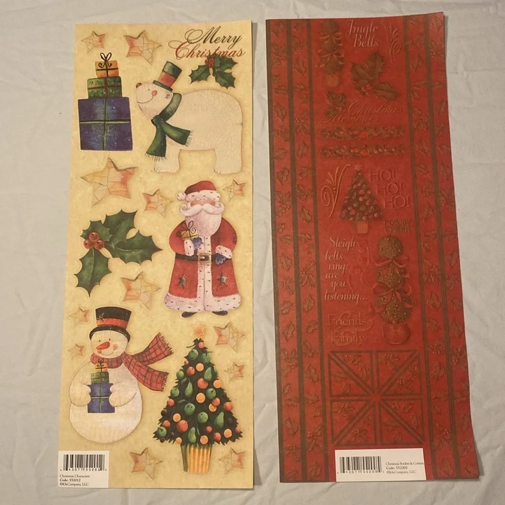 K&Company Assorted Christmas Scrapbooking Stickers Set of 5 Sheets NWOT
